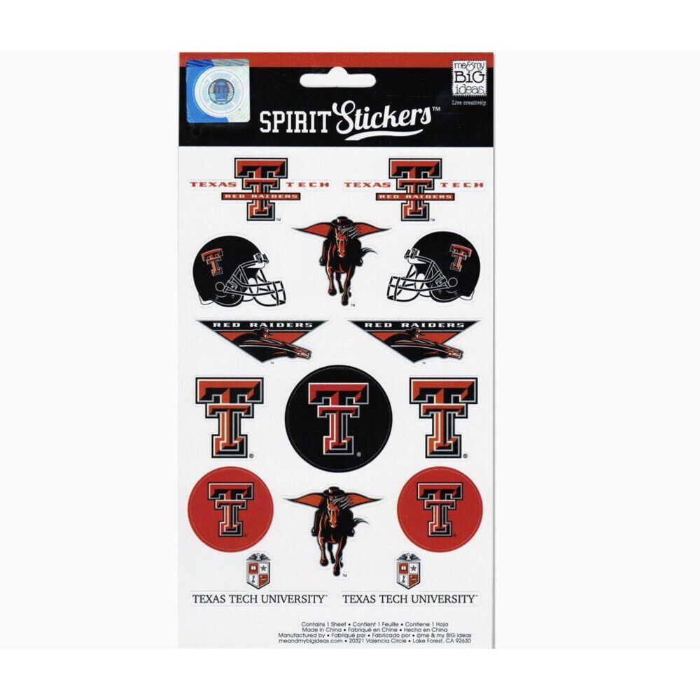 me & my BIG ideas Officially Licensed‎ college NCAA Spirit Stickers Texas Tech